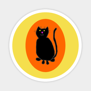 Black Cat on Pumpkin Orange Oval Magnet